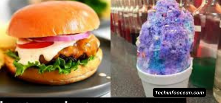 What is a burger and a grape snow cone