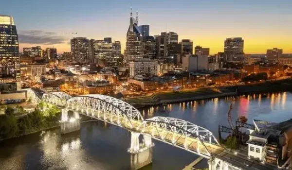 Gay Street and Cumberland River over view