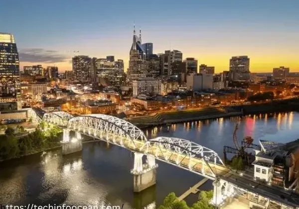 Gay Street and Cumberland River over view